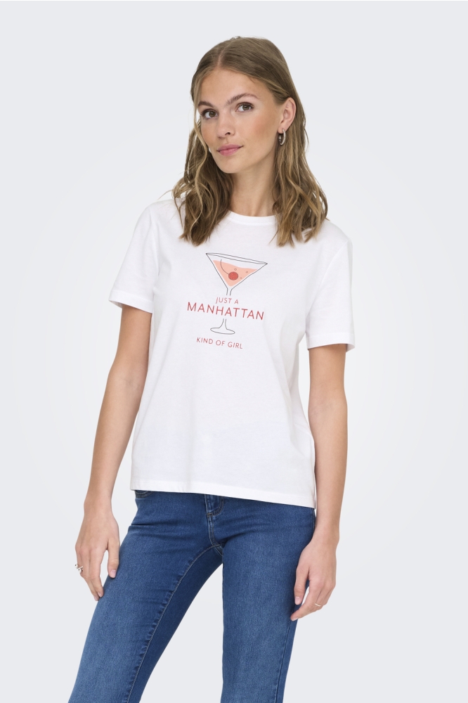 ONLKELSEY LIFE S/S REG TEE CS JRS 15363836 BRIGHT WHITE/MANHATTAN